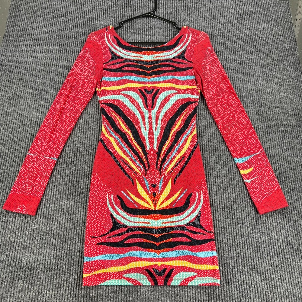 Mara Hoffman Phoenix Red Print Scoop Back Mini Dress Womens Size Small New